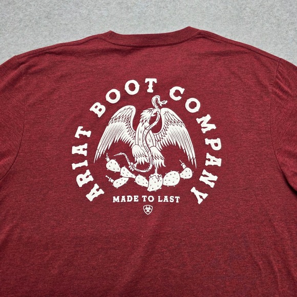 Ariat Men's XL Red Heathered Graphic T Shirt Boot Company Eagle Cactus Mexico - Picture 7 of 11